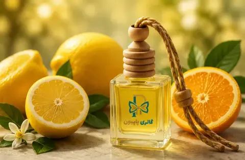 خوشبوکننده خودرو گالری پاپیون با رایحه مرکبات در کنار لیمو و پرتقال تازه
